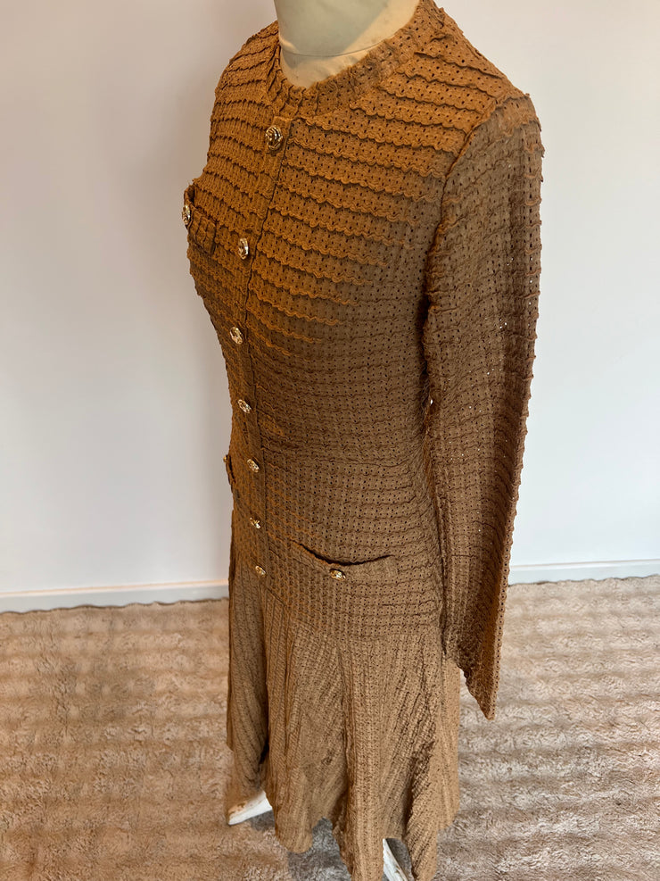 Robe longue texturée camel
