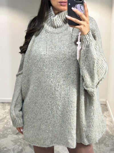 PULL COL MONTANT gris