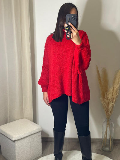 PULL COL MONTANT ROUGE