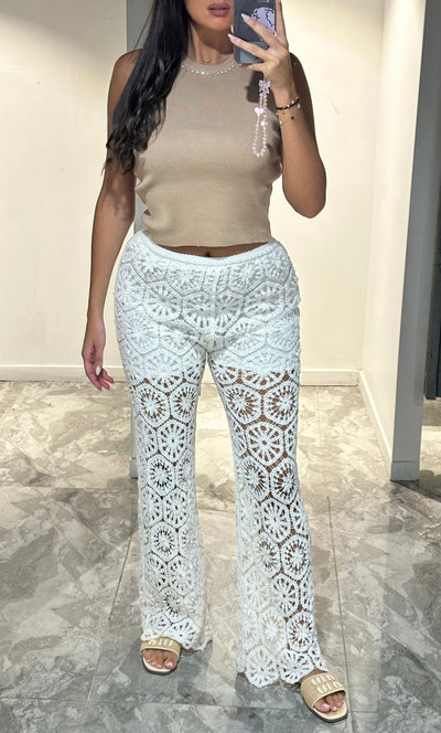 Pantalon Brodé blanc