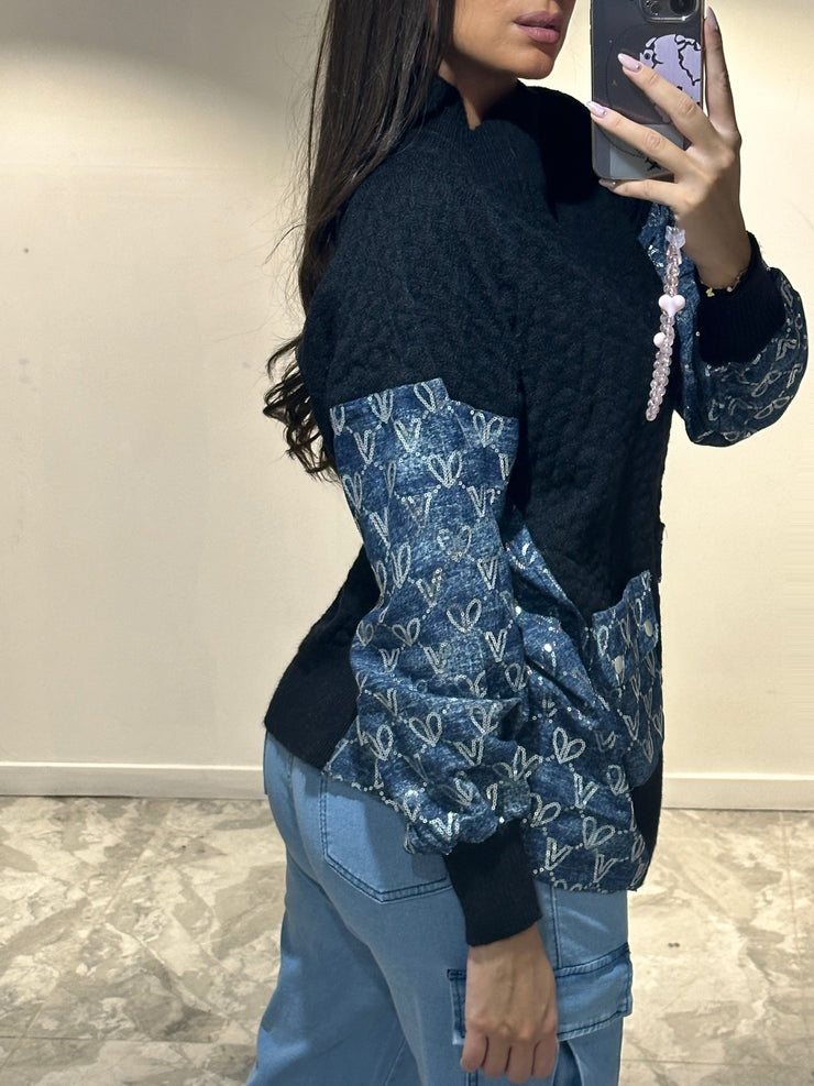 Pull en jean noir