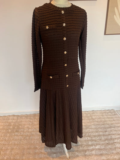 Robe longue texturée marron chocolat