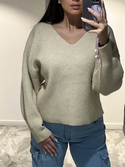 pull en petit maille beige