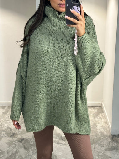 PULL COL MONTANT kaki