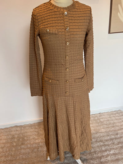 Robe longue texturée camel