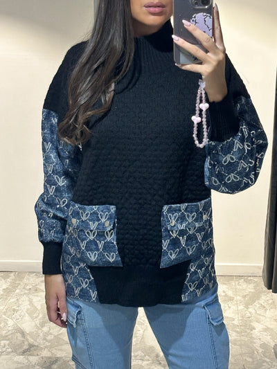 Pull en jean noir