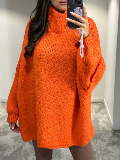 PULL col montant orange